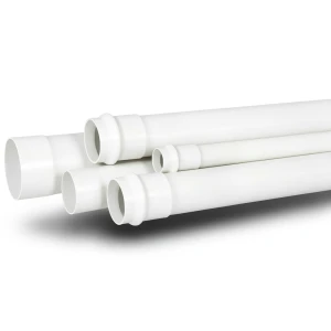 UPVC Plastic Pipe for Sewerage Systems PN 20 Bar Size 40 mm Thickness 3.7 mm White Color