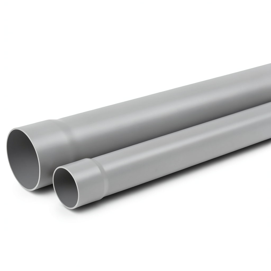 UPVC Pipe for Sewerage Systems PN 20 Bar Size 50 mm Thickness 4.6 mm Gray Color