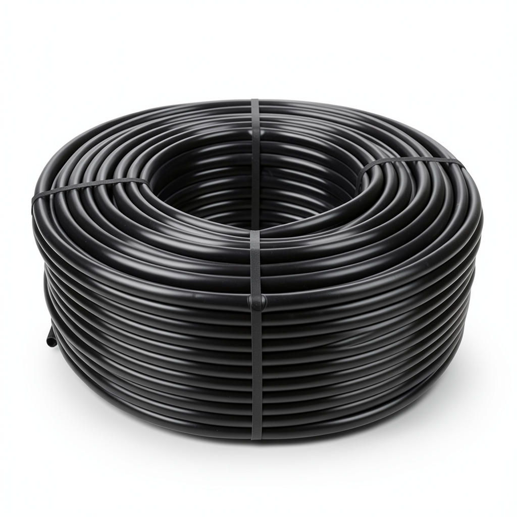 لفة أنابيب بلاستيك HDPE ضغط اسمي 12.5 بار PE 80 قطر خارجي 20 مم سمك 2.3 مم لون أسود
