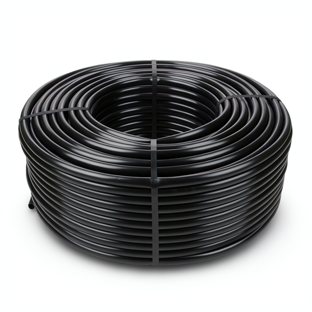 لفة بلاستيك HDPE ضغط 12.5 بار PE 80، قطر خارجي 25 مم، سماكة 2.3 مم، أسود