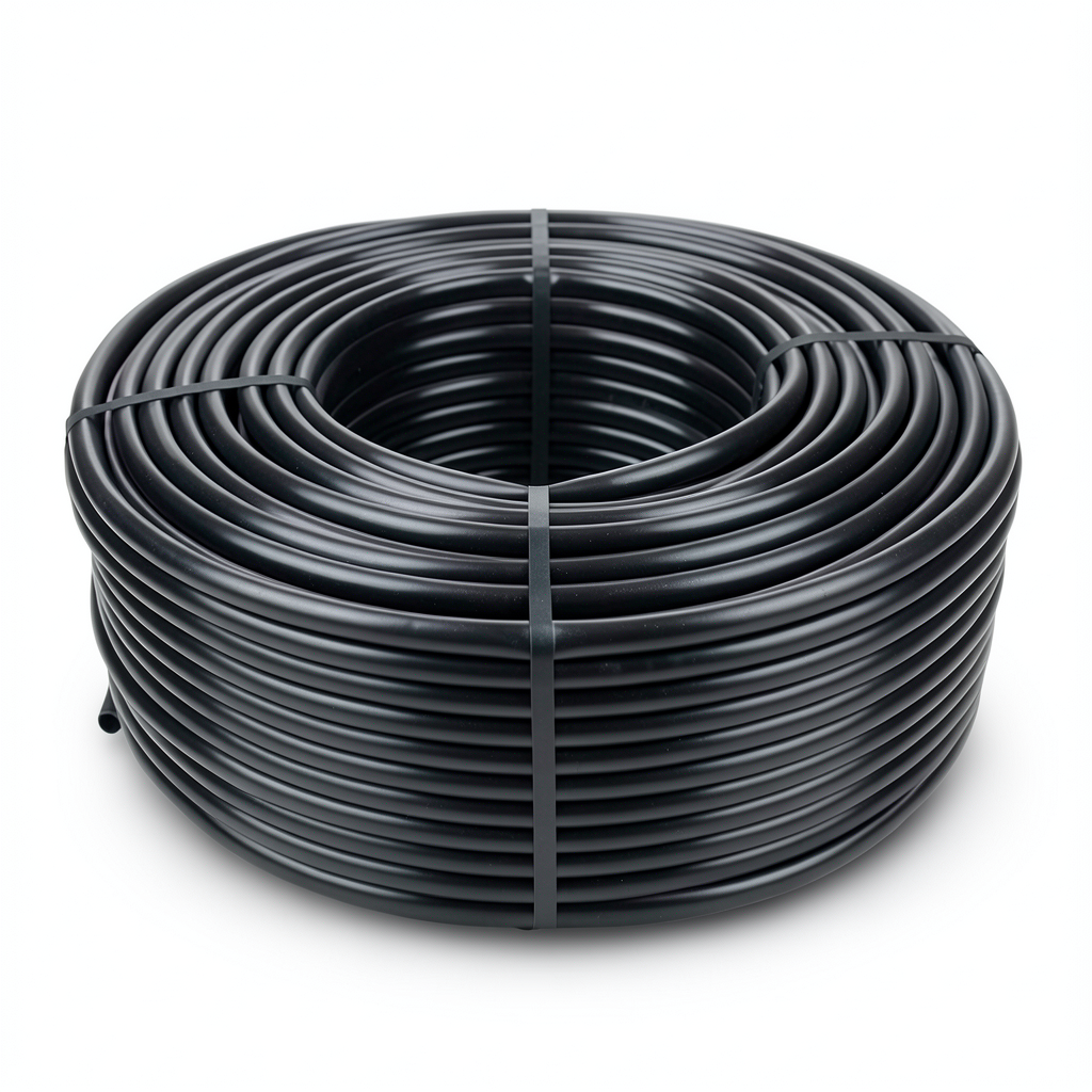 لفة أنابيب بلاستيك HDPE ضغط اسمي 12.5 بار PE 80 قطر خارجي 20 مم سمك 2.3 مم لون أسود