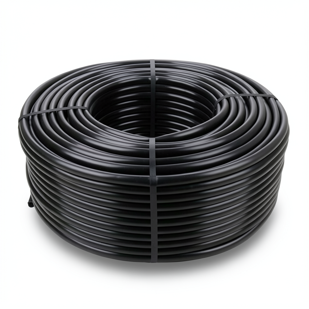 High Density Polyethylene Coil Pipe Pressure 4 Bar PE 80, 90 mm Diameter SDR 33, Black