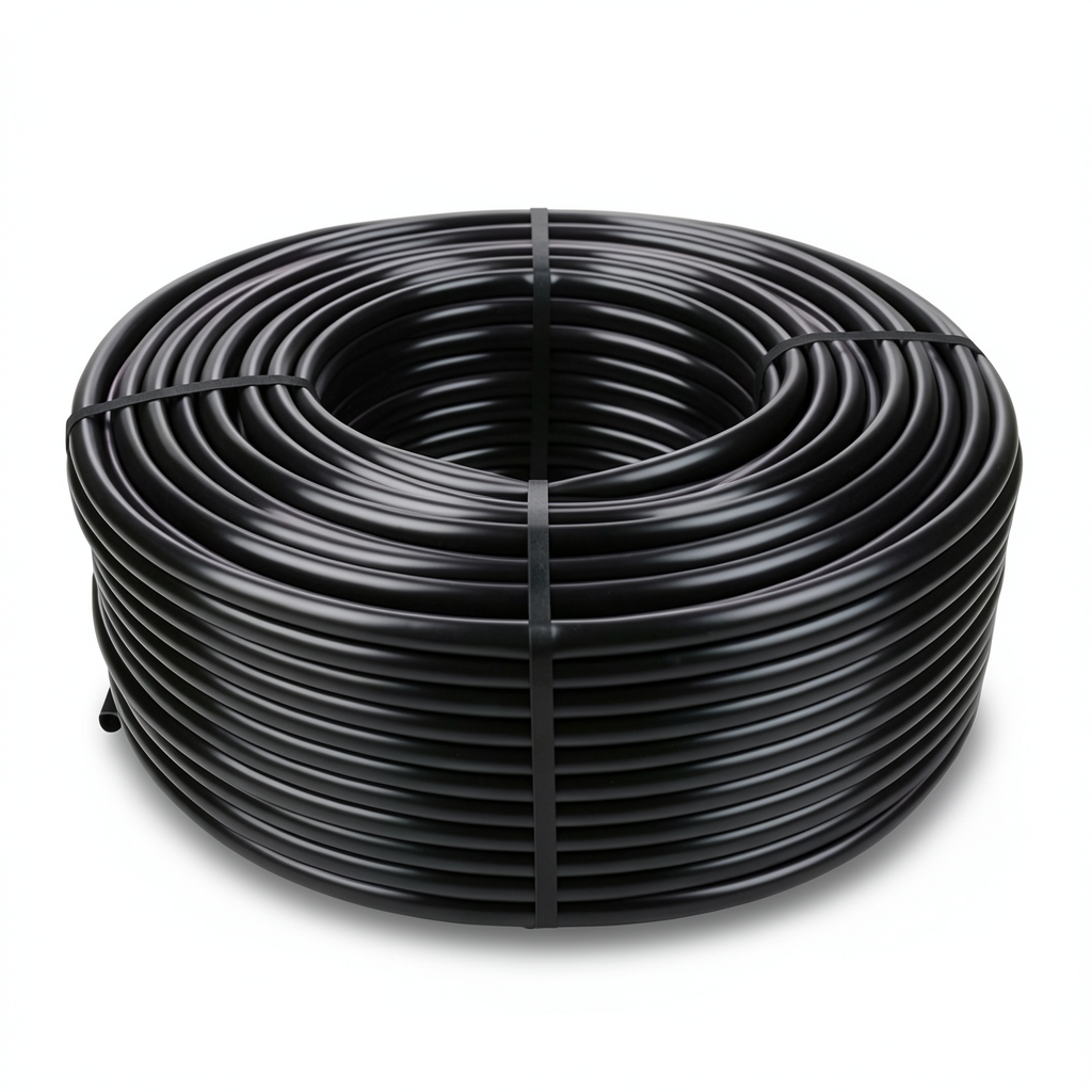 لفة أنبوب HDPE ضغط 4 بار PE 80، قطر خارجي 125 ملم، سمك 3.9 ملم، لون أسود