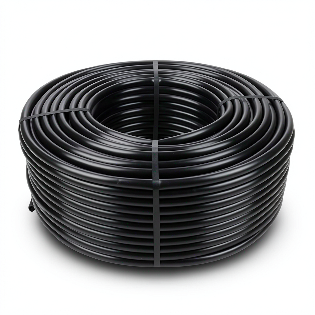 لفة بلاستيك HDPE ضغط 12.5 بار PE 80، قطر خارجي 25 مم، سماكة 2.3 مم، أسود