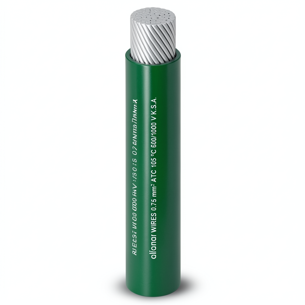 Flexible Tinned Copper Single Electric Wire 0.75mm Conductor 600/1000V Green Color | Al Fanar