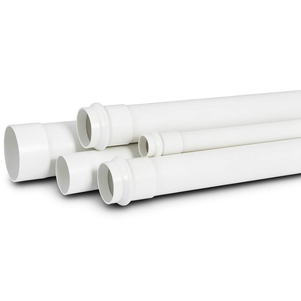 UPVC Plastic Pipe for Sewerage Systems PN 20 Bar Size 40 mm Thickness 3.7 mm White Color