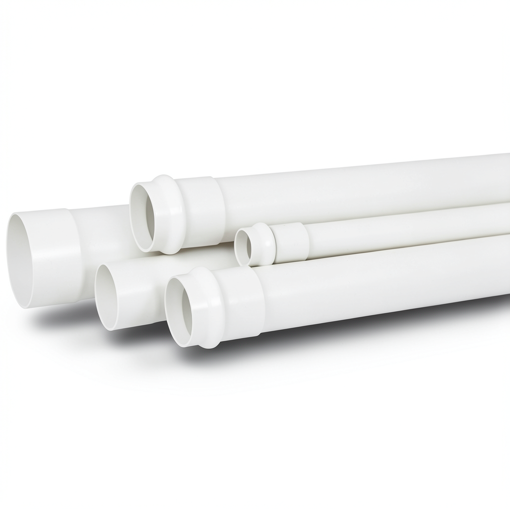 UPVC Pipe for Sewerage Systems PN 20 Bar Size 50 mm Thickness 4.6 mm White Color