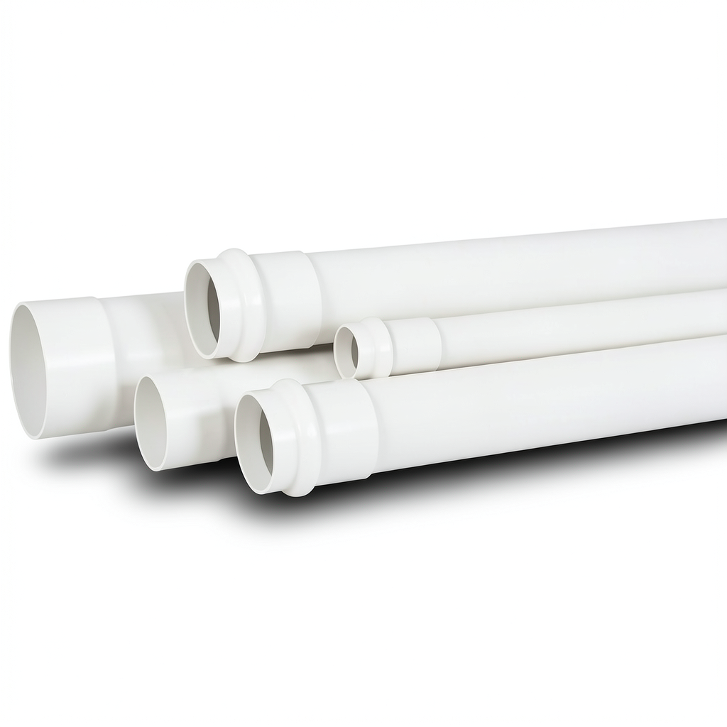 UPVC Plastic Pipe for Sewerage Systems PN 20 Bar Size 63 mm Thickness 5.8 mm White Color