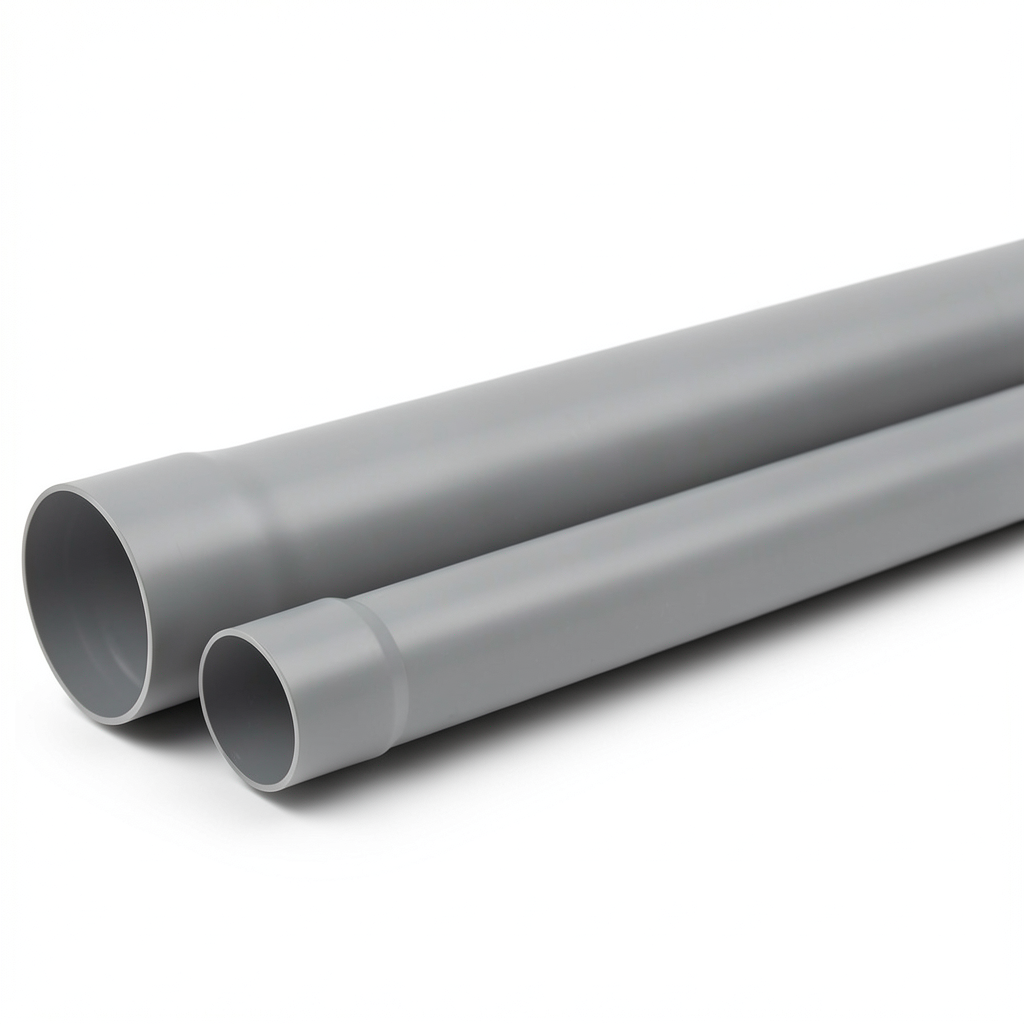 UPVC Plastic Pipe for Sewerage Systems PN 20 Bar Size 40 mm Thickness 3.7 mm Gray Color