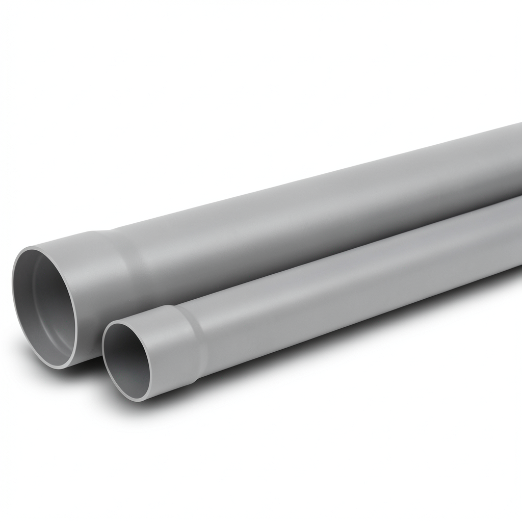 UPVC Pipe for Sewerage Systems PN 20 Bar Size 50 mm Thickness 4.6 mm Gray Color