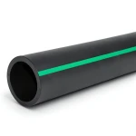 HDPE Plastic Pipe PN 16 Bar PE 80 OD 180 mm SDR 9 Black with Green Stripes
