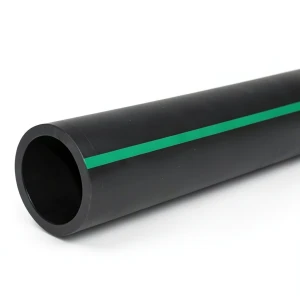 أنابيب بلاستيكية HDPE ضغط 16 بار [PE 80]، قطر 225 مم SDR 9، أسود مع خطوط خضراء