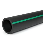HDPE Plastic Pipe Nominal Pressure 12.5 Bar PE 80, 560 mm SDR 11 Black with Green Stripes