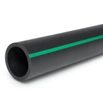 HDPE Plastic Pipe Nominal Pressure 16 Bar PE 80, 250 mm SDR 9 Black with Green Stripes