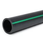 HDPE Plastic Pipe Nominal Pressure 12.5 Bar PE 80 OD 630 mm SDR 11 Black with Green Stripes