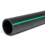 HDPE Plastic Pipe PN 16 Bar PE 80 OD 280 mm SDR 9 Black with Green Stripes