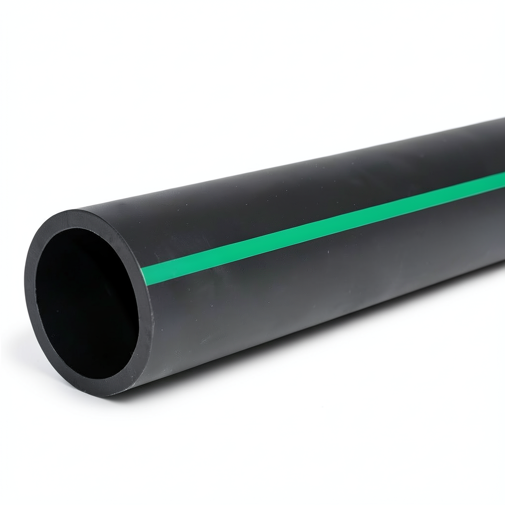 أنابيب بلاستيك HDPE ضغط 16 بار [PE 80] قطر خارجي 280 مم SDR 9 لون أسود مع خط أخضر
