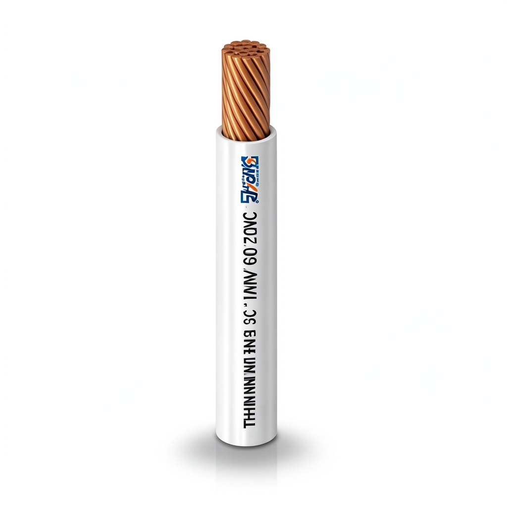 كابل نحاس THHN/THWN عزل PVC 105°C مقاس 8.37 مم² قطر 5.5 مم 600 فولت طول 500 قدم أبيض | شركة الفنار