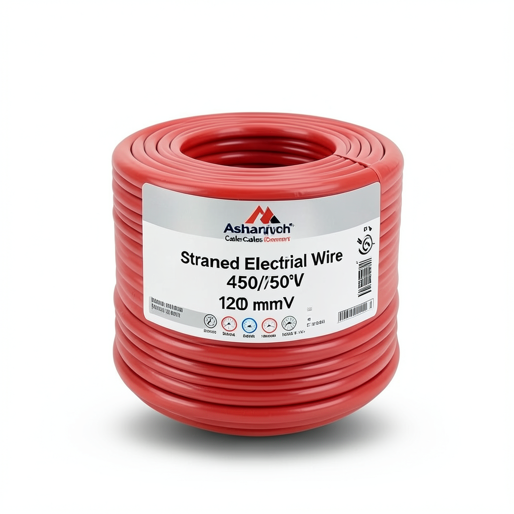سلك كهرباء مجدول 120 مم² 450/750 فولت، موصل نحاس، معزول PVC 70°C لون أحمر | شركة كابلات الشرقية للصناعة
