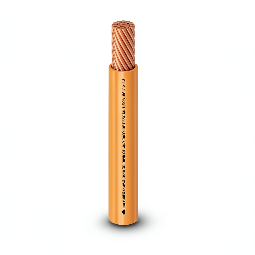 كابل نحاس THHN/THWN معزول PVC 105°C مقاس 0.82 مم² 600 فولت طول 300 قدم برتقالي | شركة الفنار