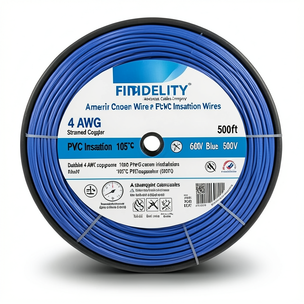 4 AWG Stranded Copper American Electric Wire PVC Insulation 105°C Blue 600V 500ft | Asharqiyah Cables Company for Industry