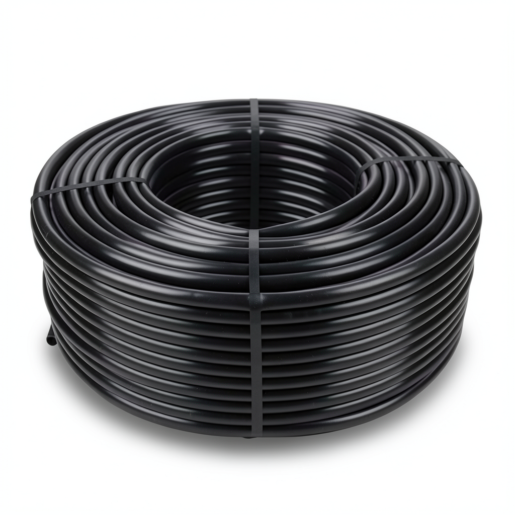 لفة أنبوب HDPE ضغط 4 بار PE 80، قطر خارجي 125 ملم، سمك 3.9 ملم، لون أسود