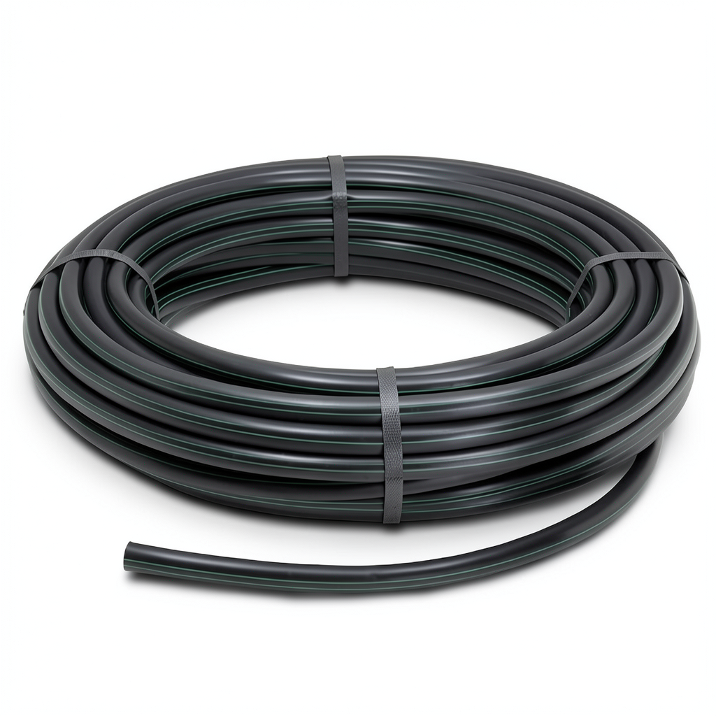 لفة أنابيب بلاستيك HDPE ضغط 4 بار PE 63، قطر خارجي 63 مم SDR 26، لون أسود