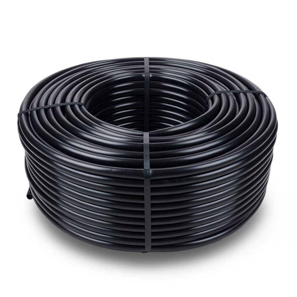 لفة أنابيب بلاستيك HDPE ضغط 12.5 بار PE 80، قطر 50 مم، SDR 11، سماكة 4.6 مم، أسود