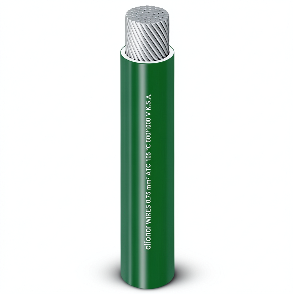 Flexible Tinned Copper Single Electrical Wire 25mm², 600/1000V, Green | Al Fanar