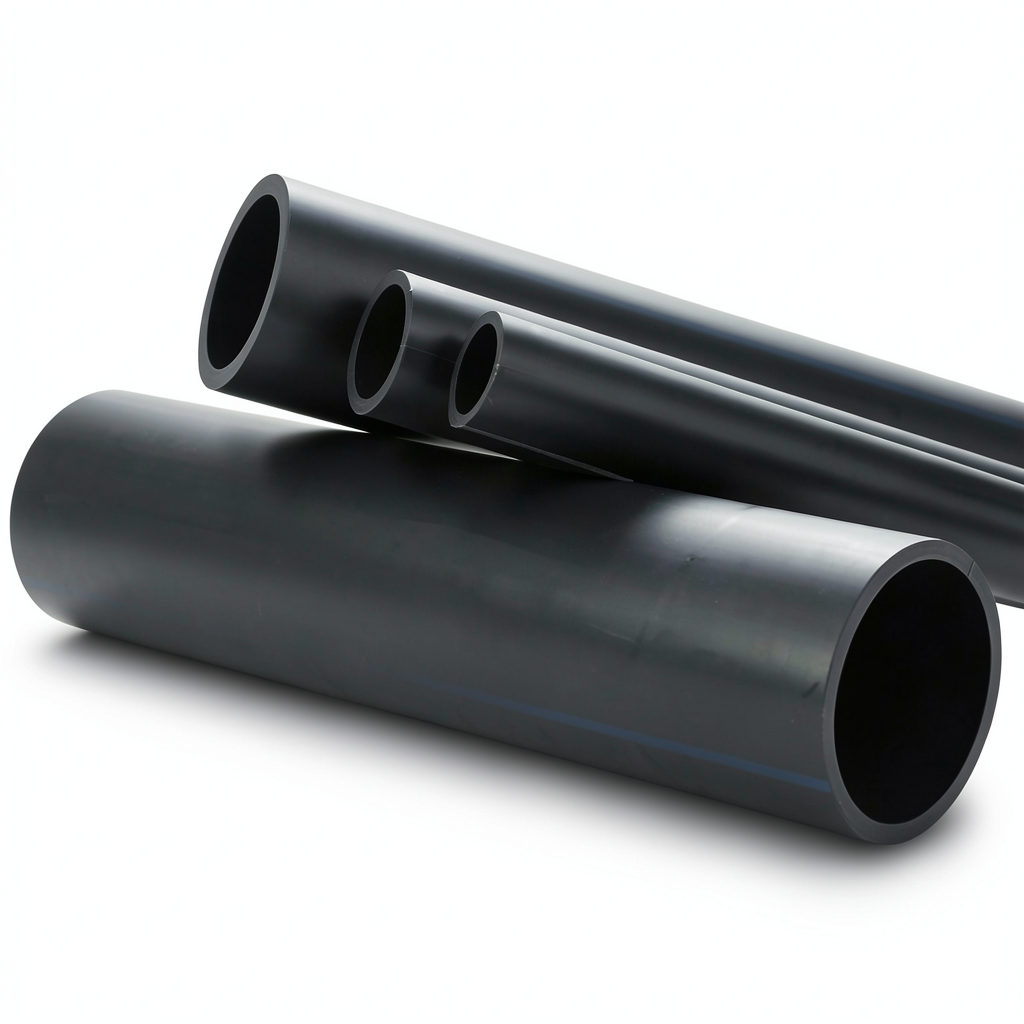 انابيب بلاستيك HDPE ضغط 4 بار PE 80، قطر 160 ملم SDR 33، لون اسود