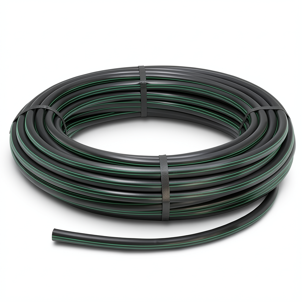 لفة أنابيب HDPE ضغط 6 بار PE 63 قطر خارجي 32 مم SDR 17.6 لون أسود