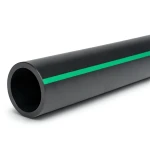 HDPE Plastic Pipe PN 16 Bar PE 80 OD 280 mm SDR 9 Black with Green Stripes