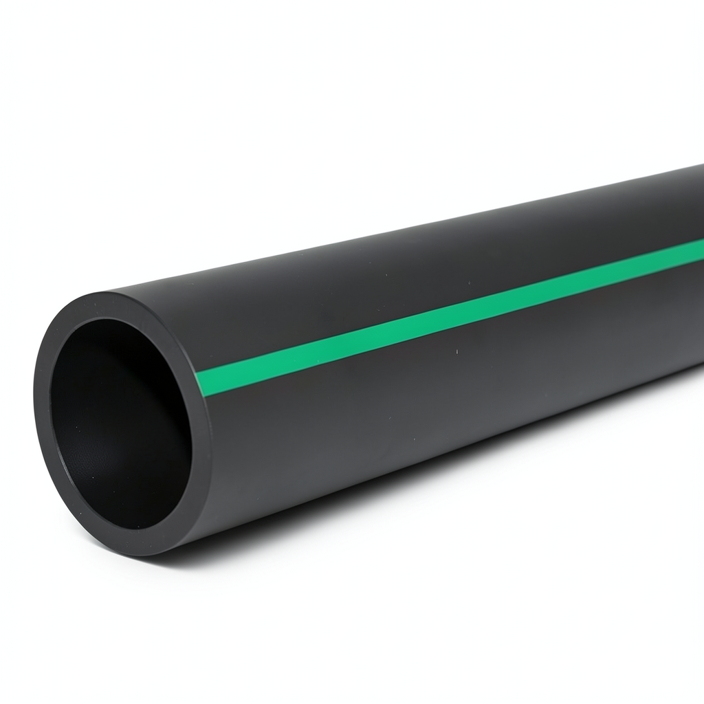 مواسير بلاستيك HDPE ضغط 16 بار PE 80 قطر خارجي 315 مم SDR 9 أسود مع خطوط خضراء
