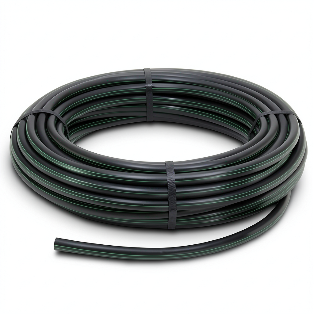 لفة أنابيب HDPE ضغط 6 بار PE 63، قطر خارجي 75 مم، SDR 17.6، لون أسود