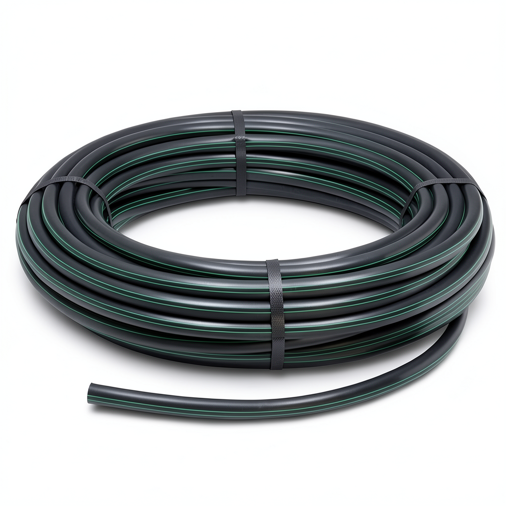 لفة أنابيب HDPE ضغط 6 بار PE 63 قطر خارجي 32 مم SDR 17.6 لون أسود
