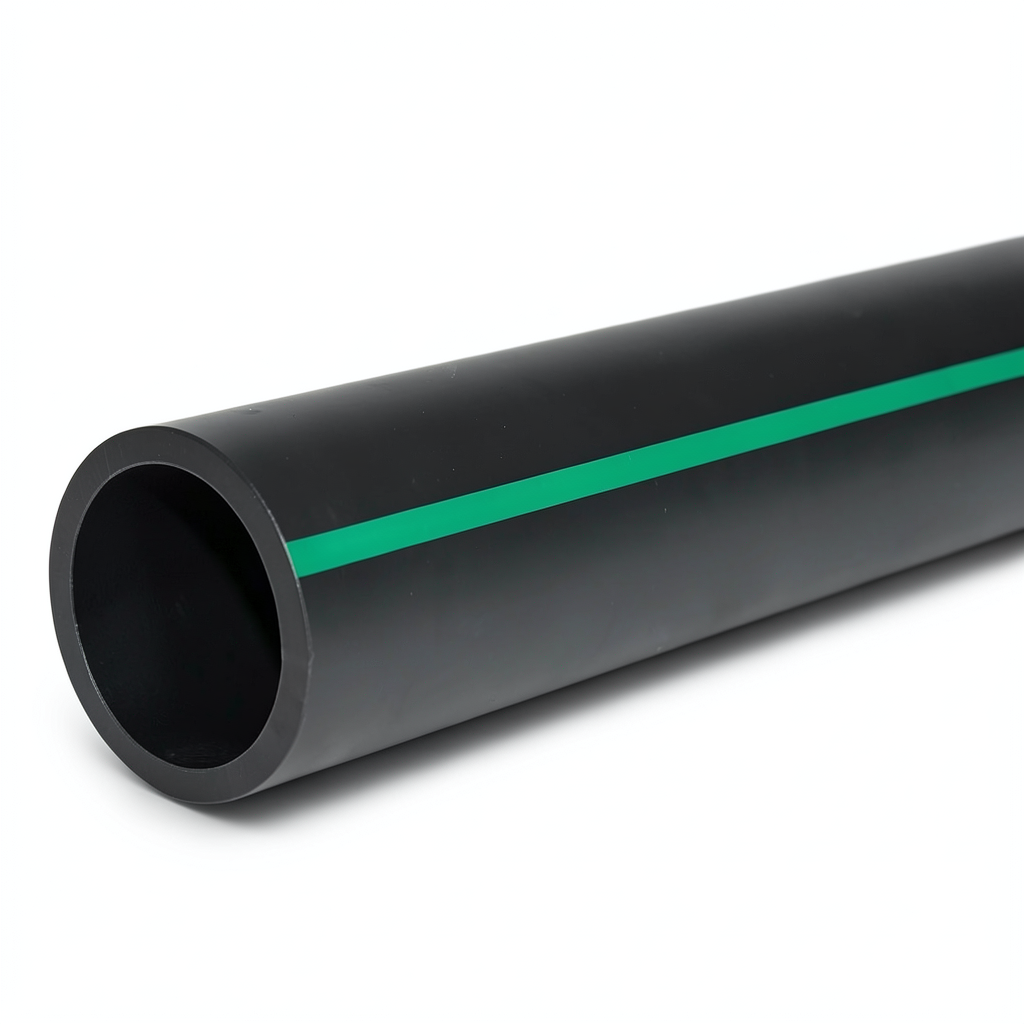 أنابيب HDPE ضغط 16 بار PE 80، قطر خارجي 400 مم SDR 9 أسود مع خطوط خضراء