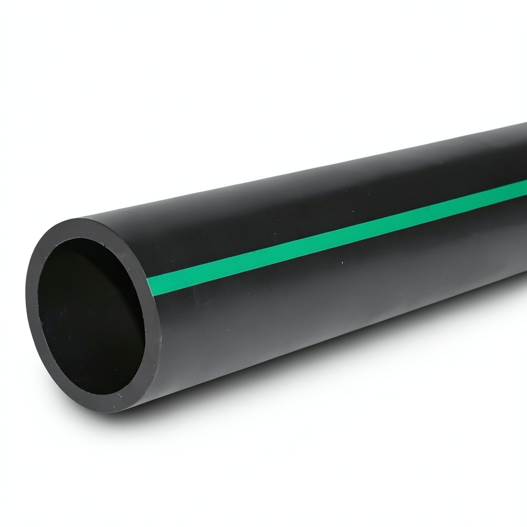 أنابيب بلاستيك HDPE ضغط 16 بار [PE 80] قطر خارجي 500 مم SDR 9 لون أسود مع خط أخضر