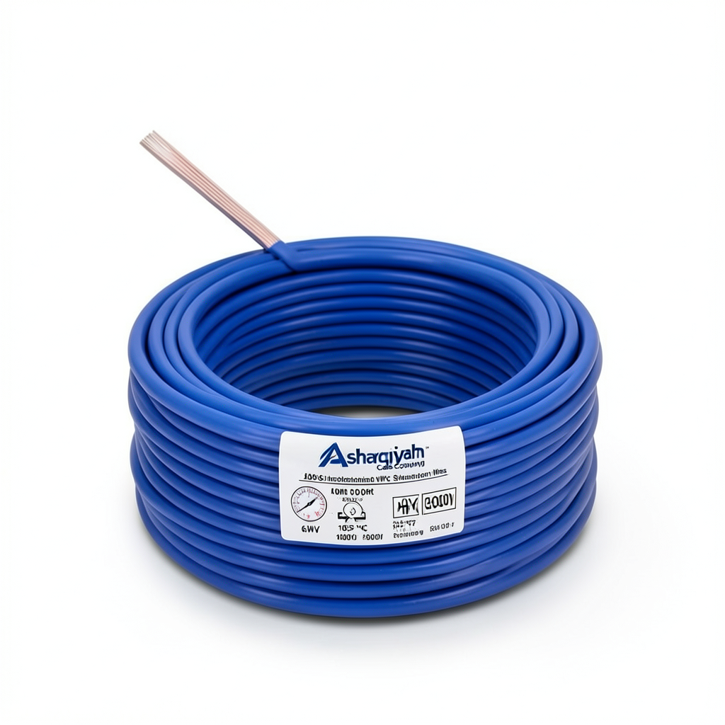 سلك كهرباء امريكي 18 AWG نحاس مجدول معزول PVC 105°C أزرق 600 فولت طول 2500 قدم | شركة كابلات الشرقية للصناعة