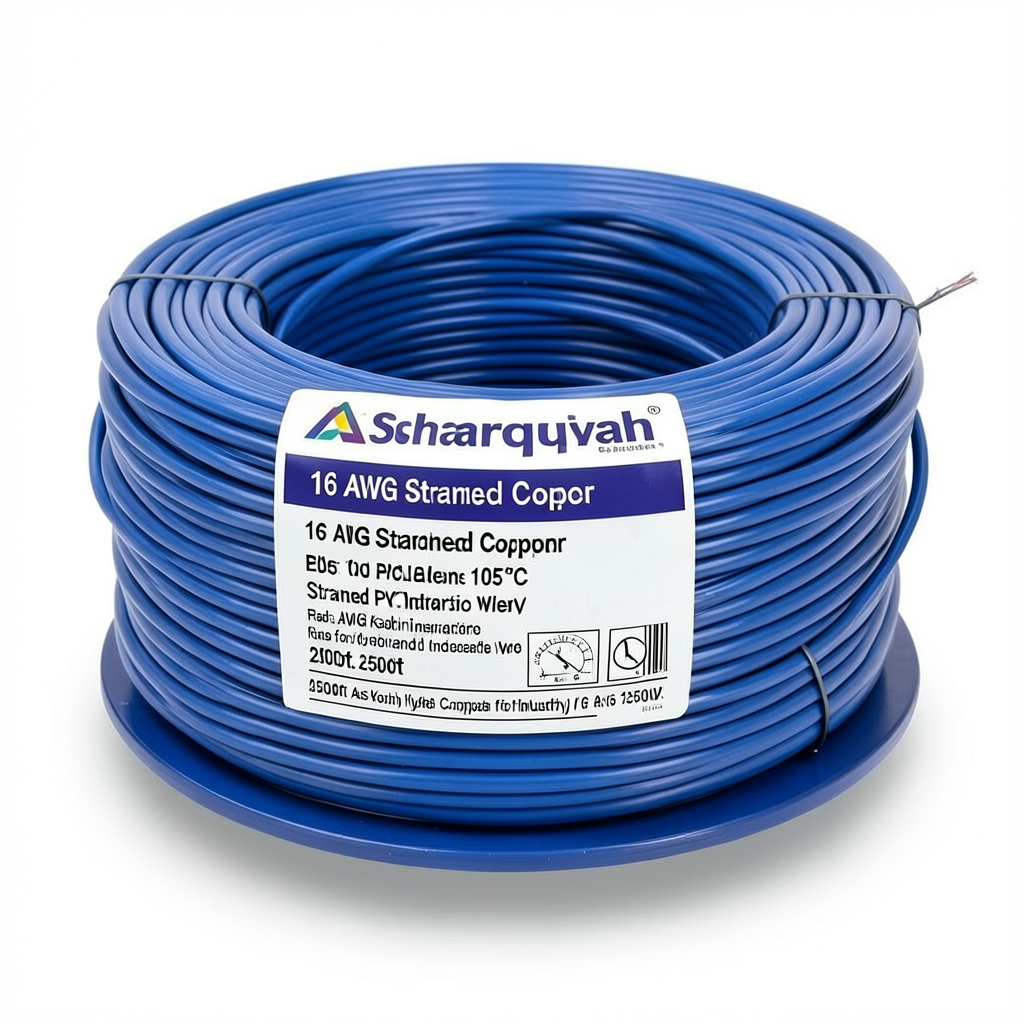 16 AWG Stranded Copper American Electric Wire, PVC Insulated 105°C, Blue, 600V, 2500ft | Asharqiyah Cables Company for Industry
