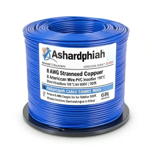 سلك كهرباء امريكي 8 AWG نحاس مجدول عزل PVC 105°C أزرق 600 فولت طول 500 قدم | شركة كابلات الشرقية للصناعة