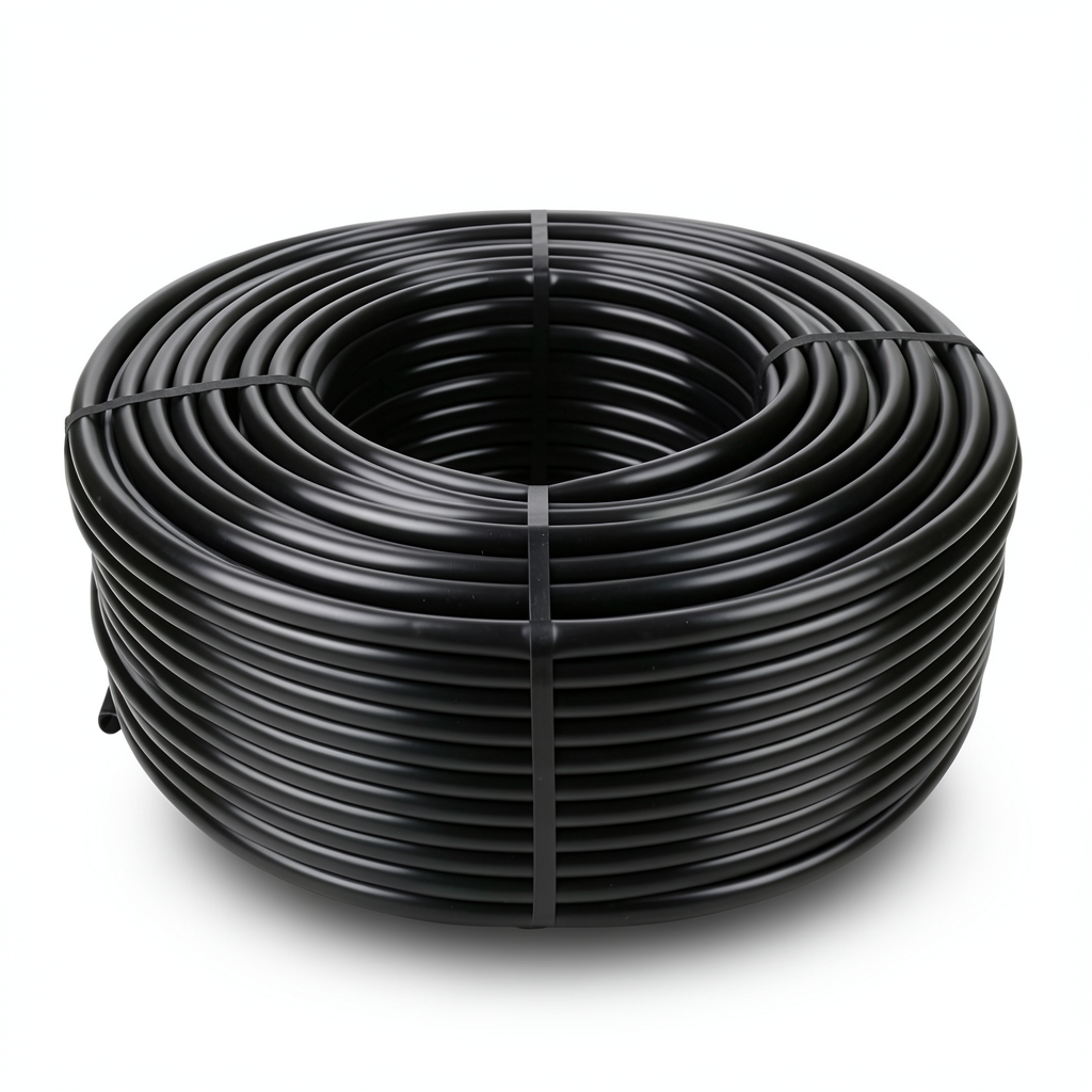 لفة أنابيب بلاستيك HDPE ضغط 12.5 بار PE 80، قطر 50 مم، SDR 11، سماكة 4.6 مم، أسود
