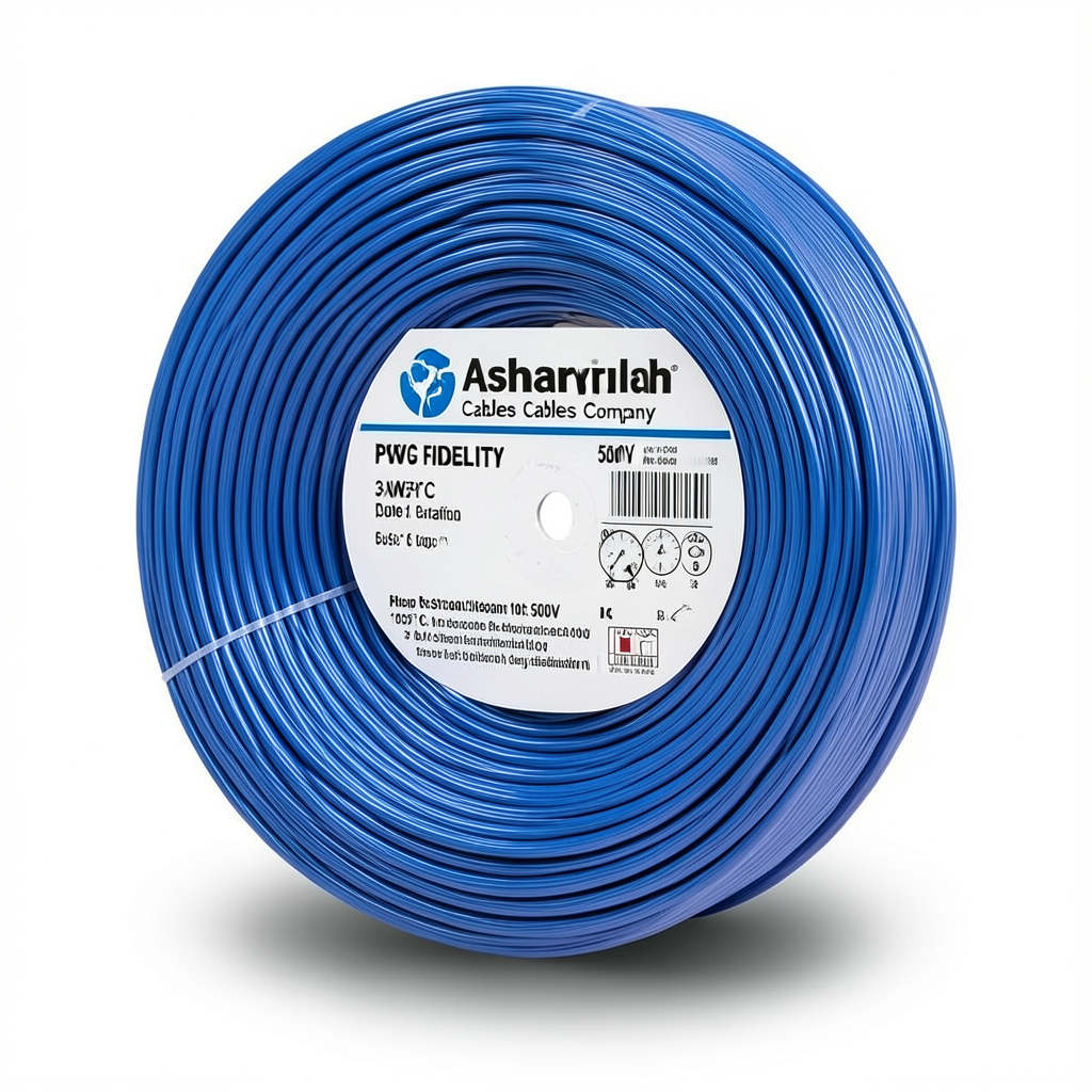 سلك كهرباء امريكي 3 AWG نحاس مجدول معزول PVC 105°C أزرق، 600 فولت، 500 قدم | شركة كابلات الشرقية للصناعة
