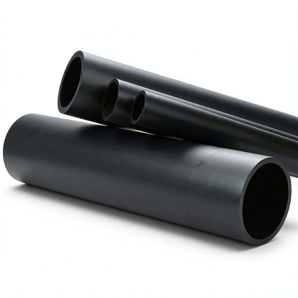 انابيب بلاستيك HDPE ضغط 4 بار PE 80، قطر 160 ملم SDR 33، لون اسود