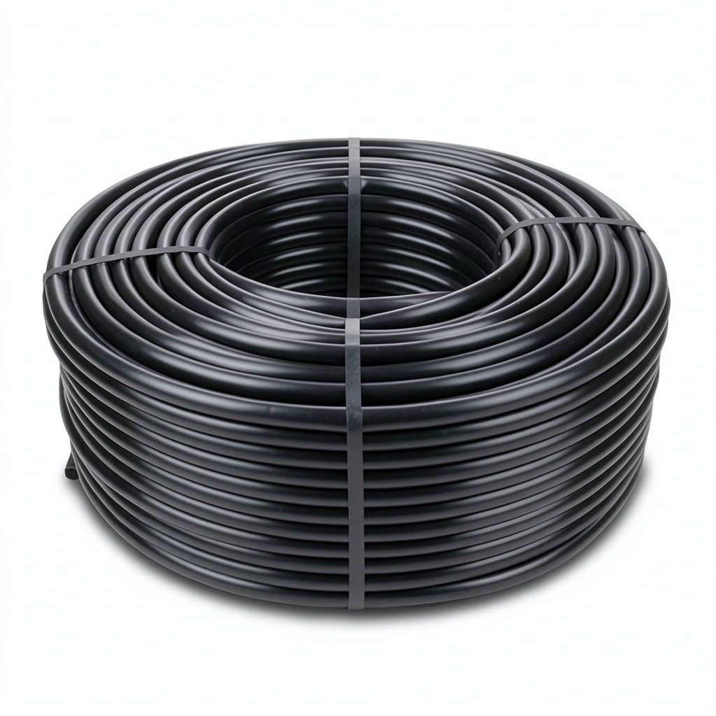 لفة أنابيب بلاستيك HDPE ضغط اسمي 12.5 بار PE 80، قطر خارجي 75 مم SDR 11 أسود