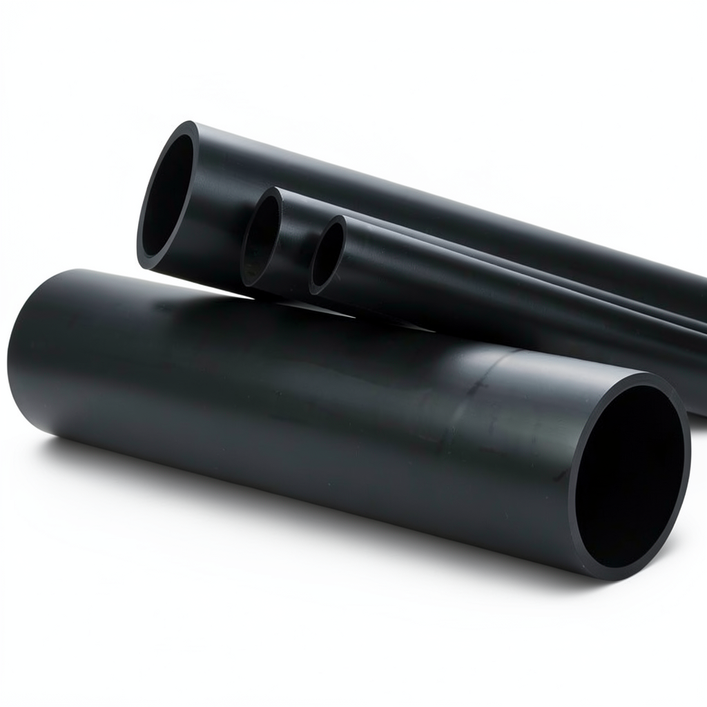 High Density Polyethylene Pipe Pressure 4 Bar PE 80 Size 200 mm Thickness 6.2 mm Black