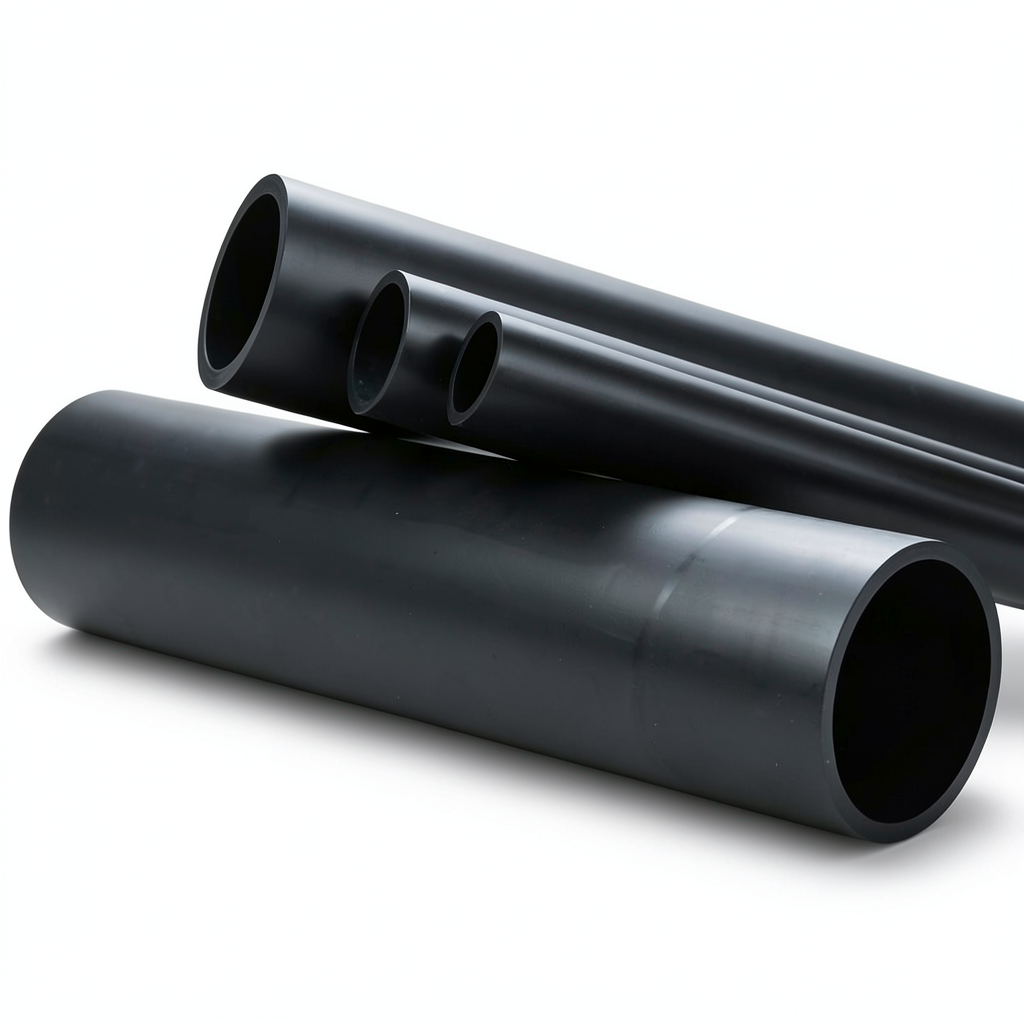 HDPE Plastic Pipe Nominal Pressure 12.5 Bar PE 80 OD 160 mm Thickness 17.9 mm Black