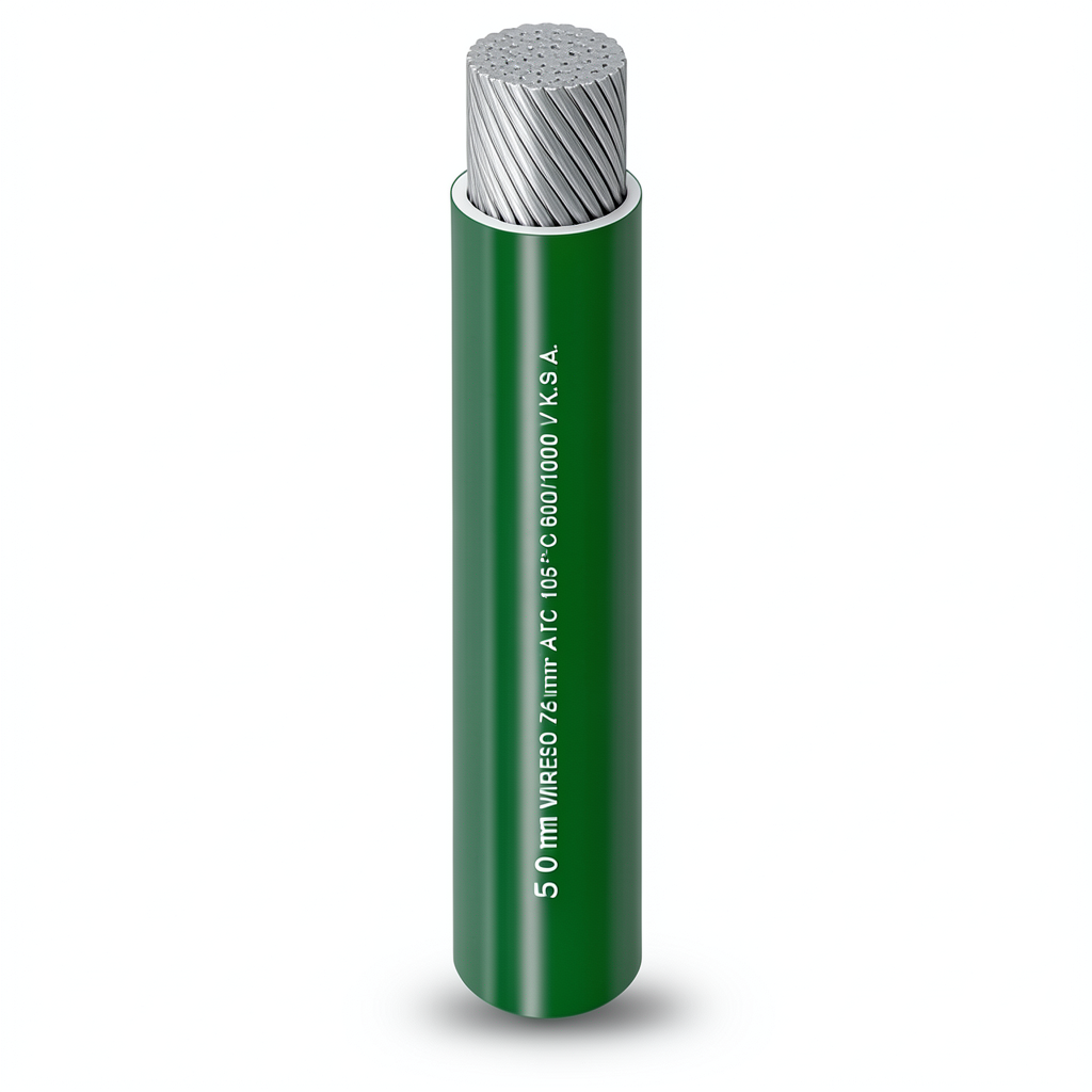 سلك مفرد نحاس مرن مطلي بالقصدير مقاس 50mm² 600/1000V لون أخضر | شركة الفنار