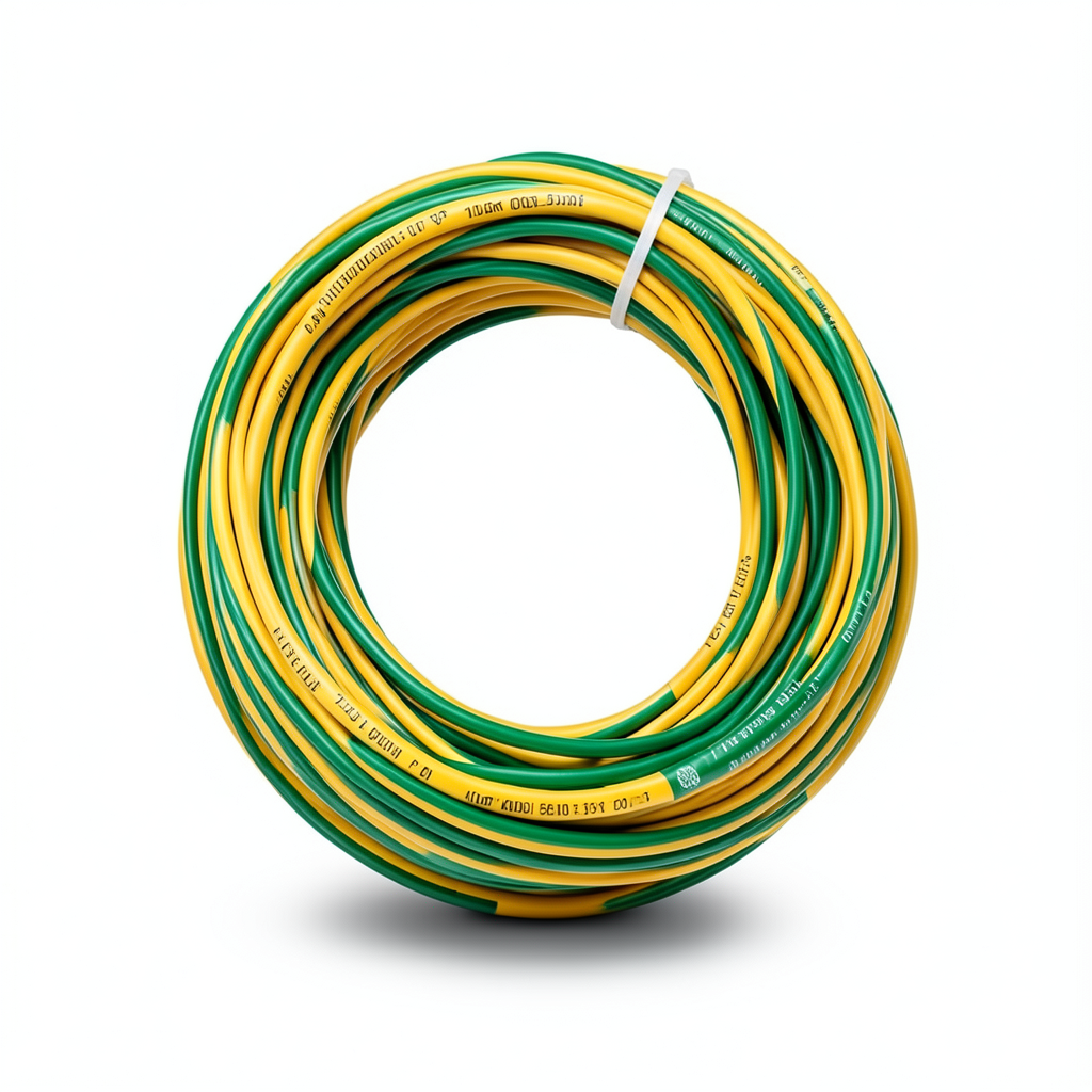 لفة سلك مفرد 10 mm 600/1000 فولت، موصل نحاس شعر مغطى بالقصدير، لون أصفر/أخضر | شركة الفنار