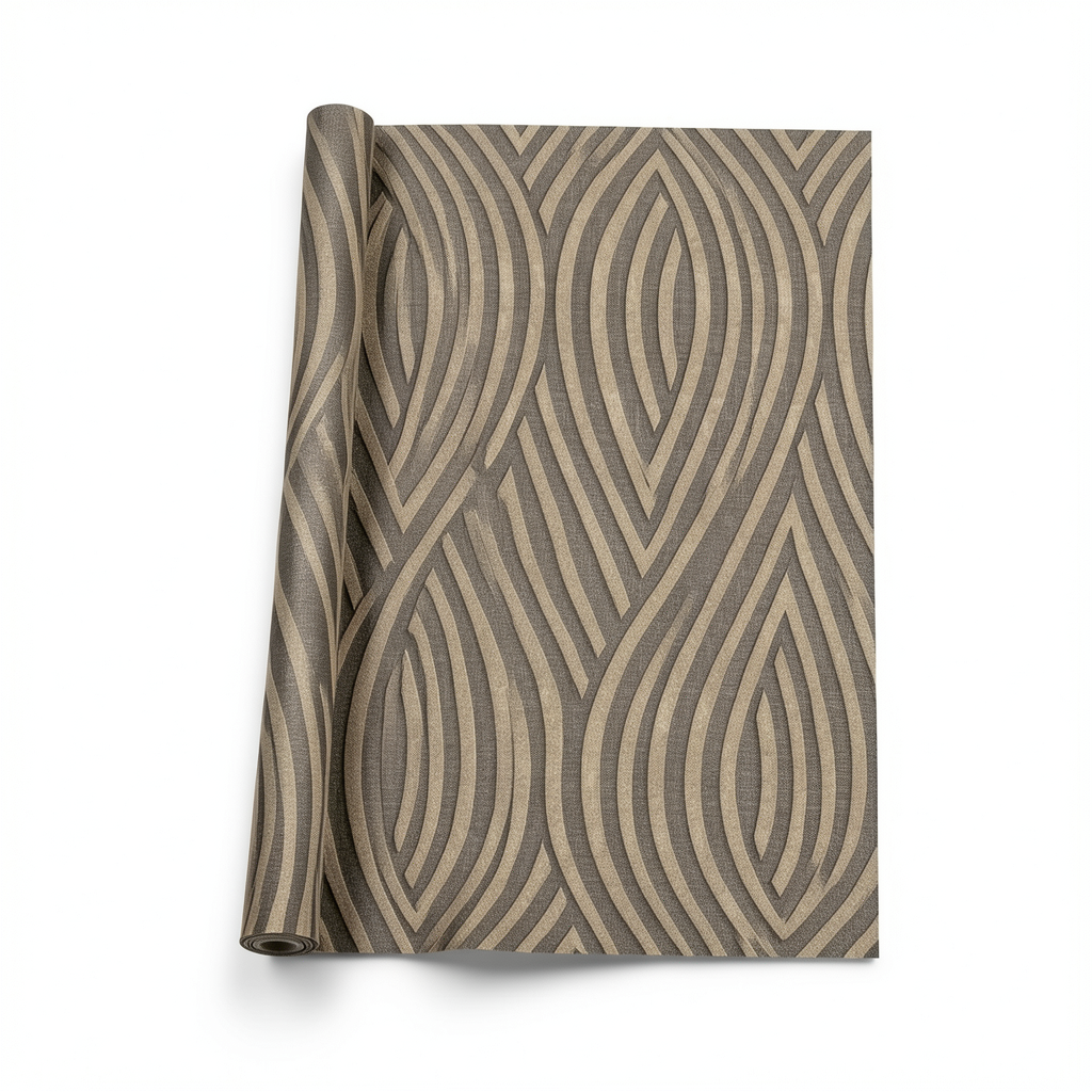 Spanish Wallpaper Wavy Design 10m x 0.53m, Dark Beige