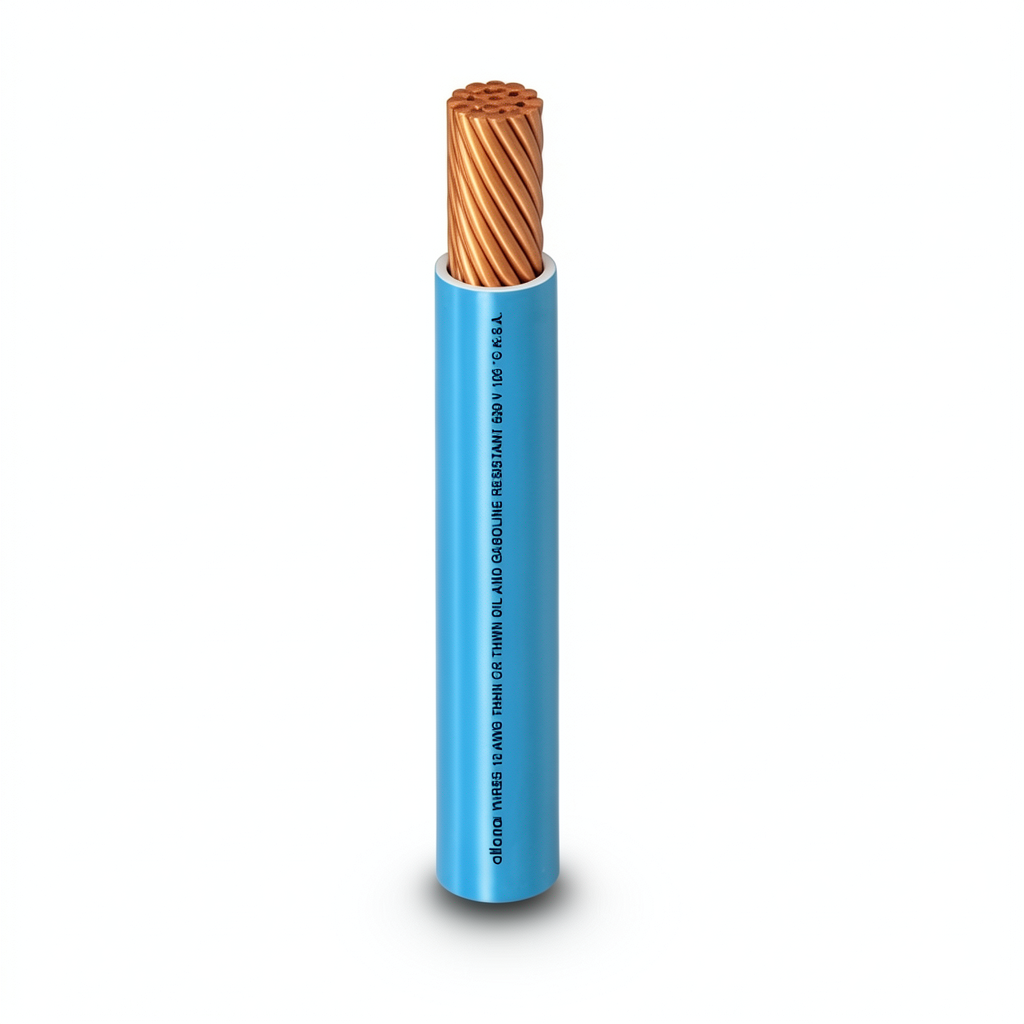 كابل نحاس THHN/THWN عزل PVC 105°C مقاس 2.08 مم² قطر 2.7 مم 600 فولت طول 250 قدم أزرق | شركة الفنار